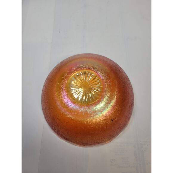 Vintage Bowl Crackle Jeannette Glass Marigold Carnival 7" - Picture 3 of 4